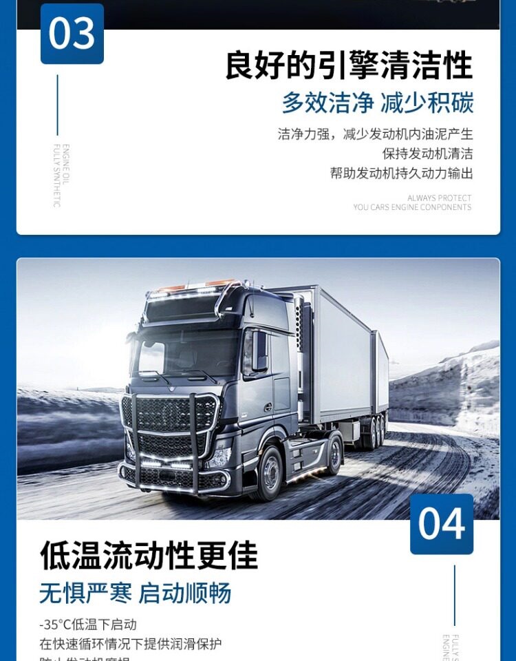 Suitable for fully synthetic CI-4 diesel engine oil 20W50 genuine product, other 8-liter large containers, other 5W40 for National VI trucks