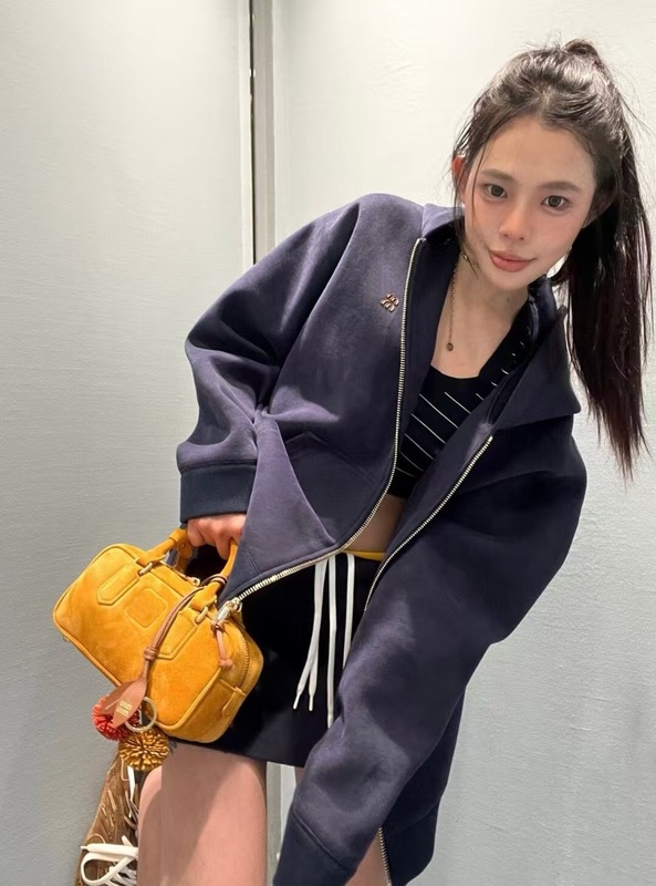 miu家25秋冬新款帆布英文刺绣平纹连帽夹克卫衣男女同款外套|undefined