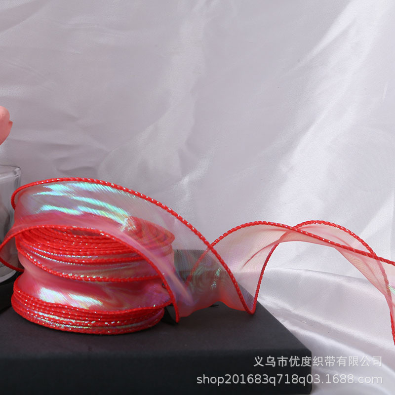 Hilado de cola de pez Symphony Cinta Decoración de pastel Ramo de copia lateral Boleto de flores Tombro de lazo Cinta de hilo ondulado