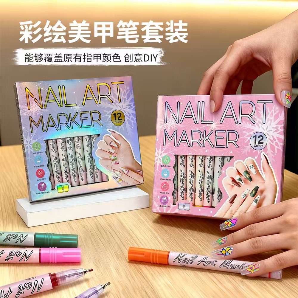 Hot-Selling Nail Art Graffiti Pen, Color Painting Wearable Nail DIY Needle Tip Nail Art Liner Pen 0.5mm Drawing Tool Pen