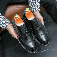 跨境大码商务正装厚底增高皮鞋男鞋系带英伦风新郎婚礼鞋一件代发