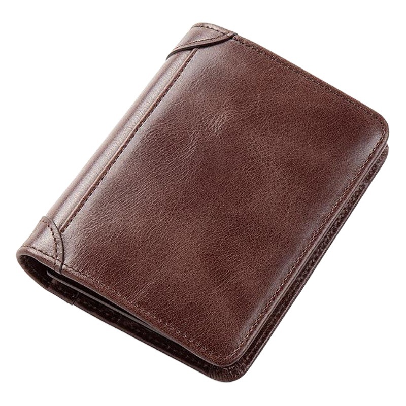 Factory Direct Sales Genuine Leather Wallet Men's Wallet Ultra-Thin Short First-Layer Cowhide Wallet Driver's License Integrated Fashionable and Simple