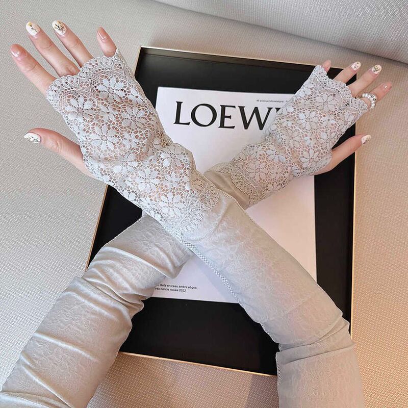 Summer Lace Sun Protection Ice Sleeve Women's Leftlength Mesh Hand Sleeve Outdoor Travel Driving Riding UV Protection Sleeve Summer Lace Sun Protection Ice Sleeve Women's Leftlength Mesh Hand Sleeve Outdoor Travel Driving Riding UV Protection Sleeve