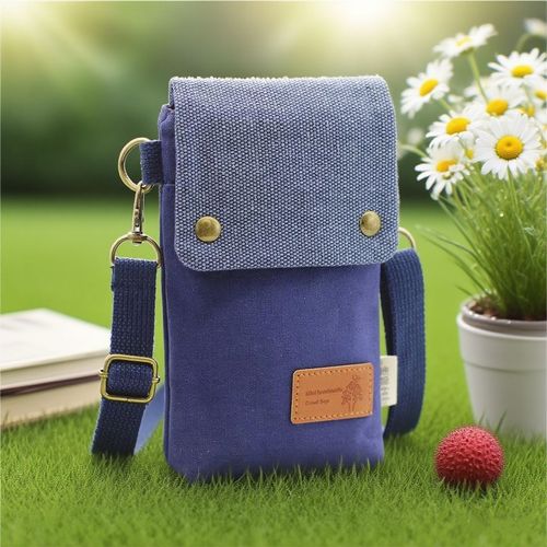 Export commodity solid color canvas 3-layer crossbody phone bag, minimalist fabric women's bag
