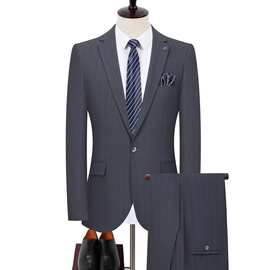 专柜男士羊毛西服中年商务休闲免烫职业白领男装婚宴礼服一件代发
