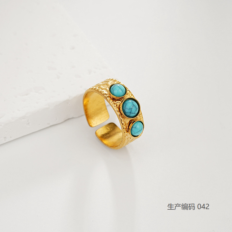 Stainless steel, turquoise, 8.5mm