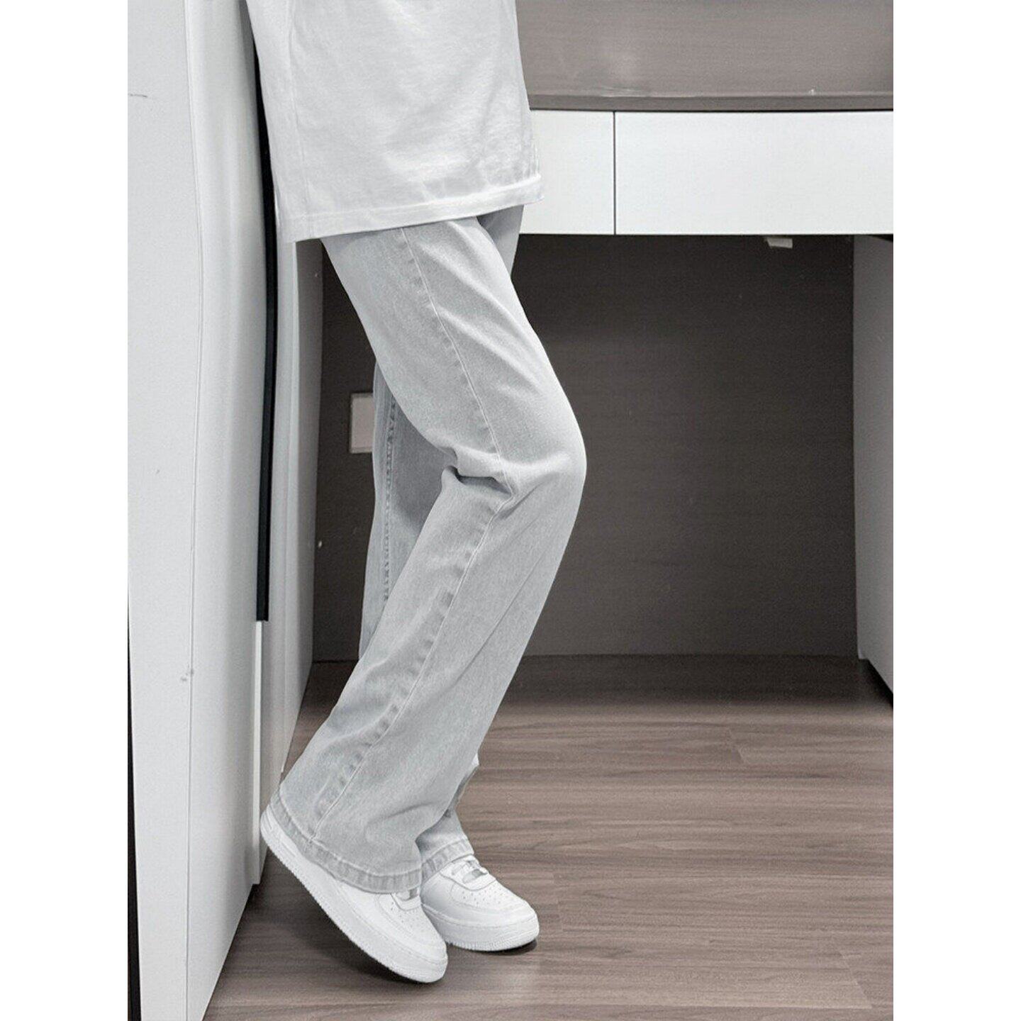 Men's High Street Washed Flared Jeans Style Slim Fit Straight Leg Flared Pants Versatile Spring Autumn_mkmklike.com