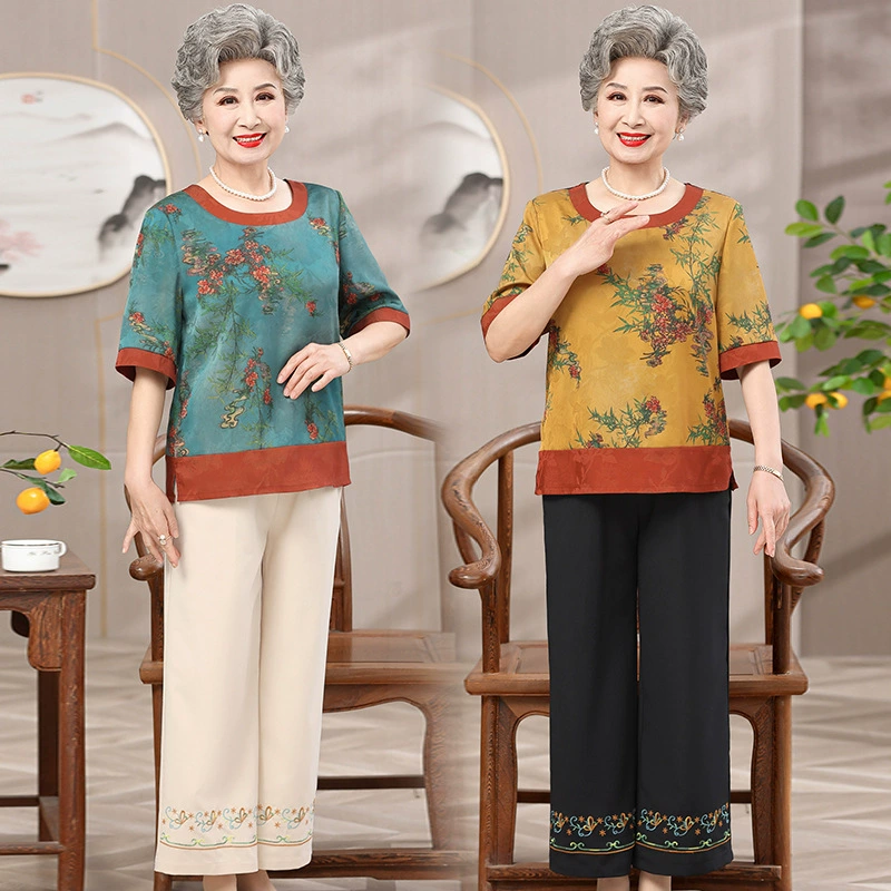 Весенний спортивный костюм для мам среднего возраста, осень 2025, новый весенне-осенний свитшот для женщин среднего и пожилого возраста, повседневный комплект из двух предметов