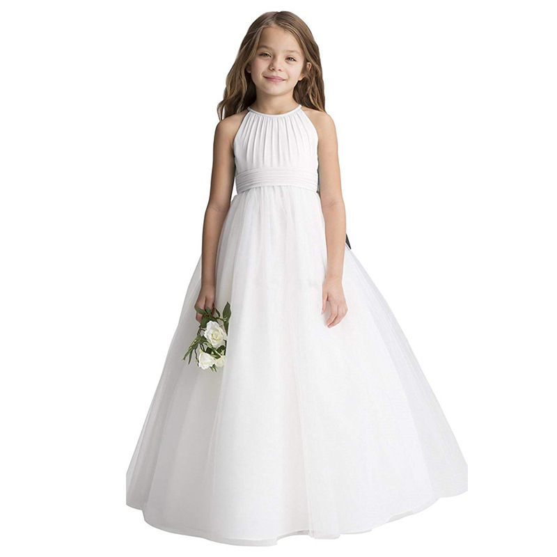 Robe de princesse pour enfant, robe sans manches en mousseline pour fille, idéale pour un anniversaire, un spectacle ou un défilé de mode._voghion.com
