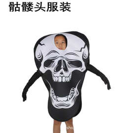 跨境万圣节骷髅头儿童cos服亚马逊恐怖服装舞台表演服厂家骷髅头