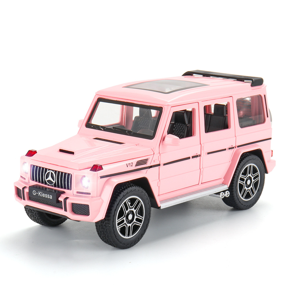 (foam box packaging) 1:24 scale pink Mercedes-Benz G63 alloy off-road car model ornament toy