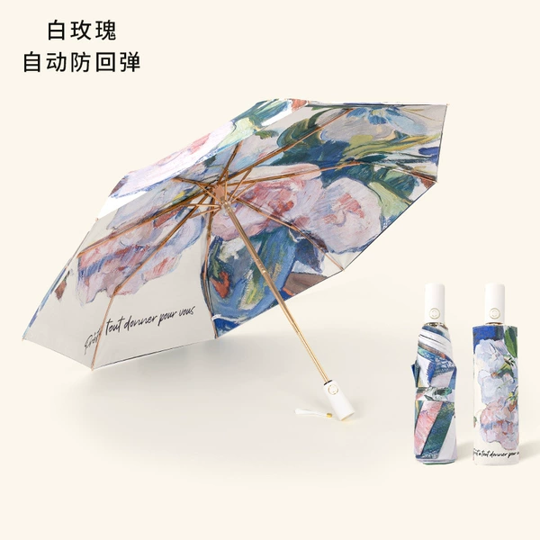 Automatic gold double layer vinyl white rose