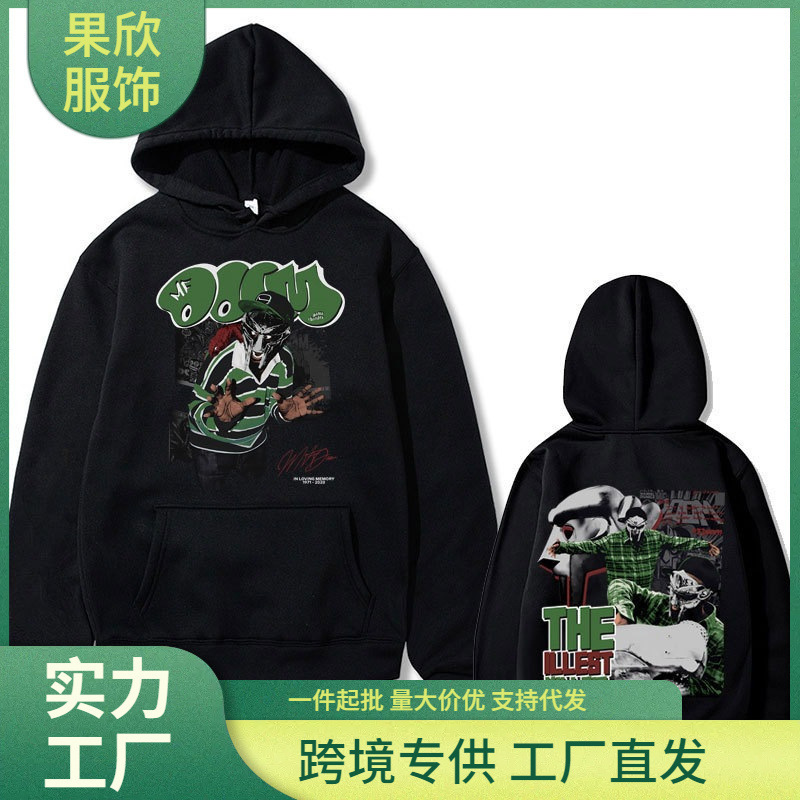 Rapper Mfdoom Madvillainy's Most Evil Villain Double-Sided Printed Sweatshirt Men's Loose Hip-Hop
