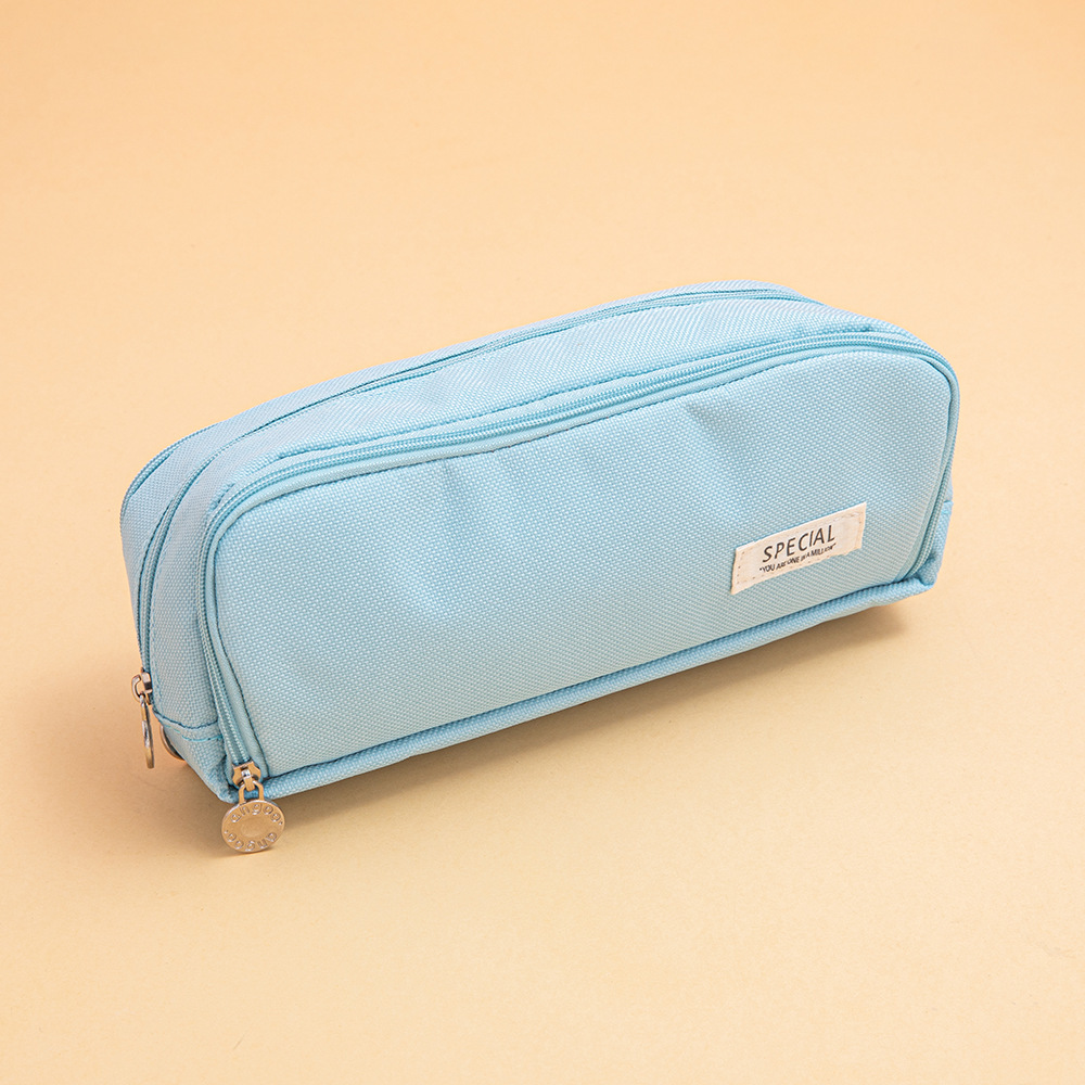 Nuevo estilo transfronterizo, caja de papelería de alto valor para estudiantes, bolsa de lápices de gran capacidad de doble apertura, bolsa de papelería simple para estudiantes de escuela primaria y secundaria