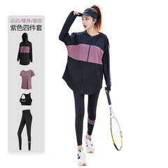 健身房運動套裝女寬鬆大碼胖mm加長遮臀瑜伽服跑步速乾衣晨跑服