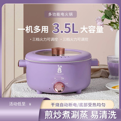 Ceramic Lemon 3.5L Electric Hot Pot Household Electric Hot Pot Steamer and Fryer Combo Large Capacity Electric Hot Pot Multifunctional