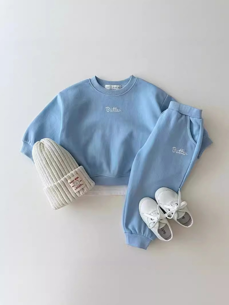 Conjunto de sudadera estilo coreano (suéter y pantalón), estampado de letras inglesas, versátil para primavera/otoño