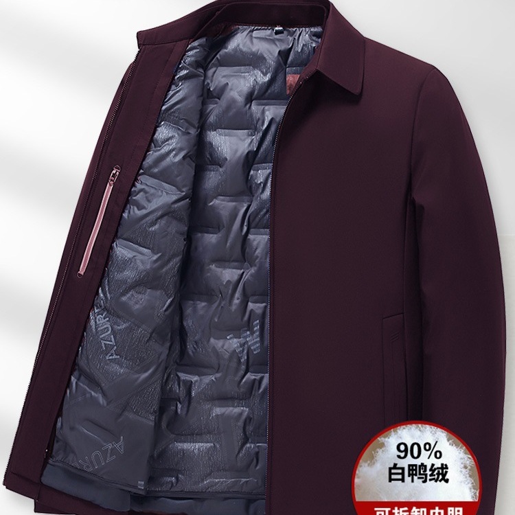 Cross-Border Dad Winter Clothing Removable Liner down Jacket Men's Short Middle-Aged Men's Red Wedding Clothing Top