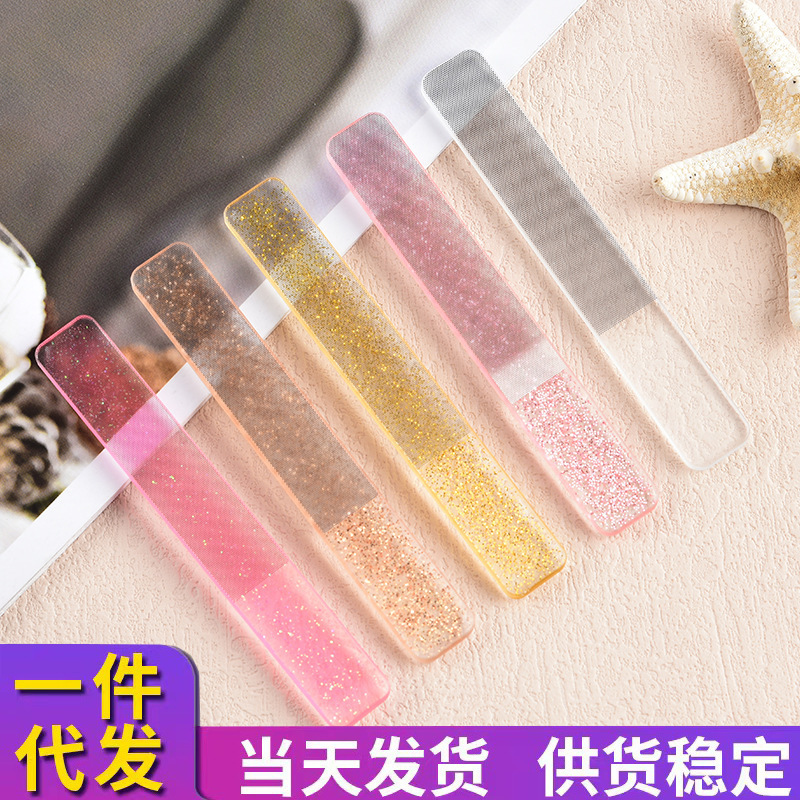 Factory Direct Sales Glass Nano Nail File Micro-Particle Nail Polishing Stick Bright Nail Sanding