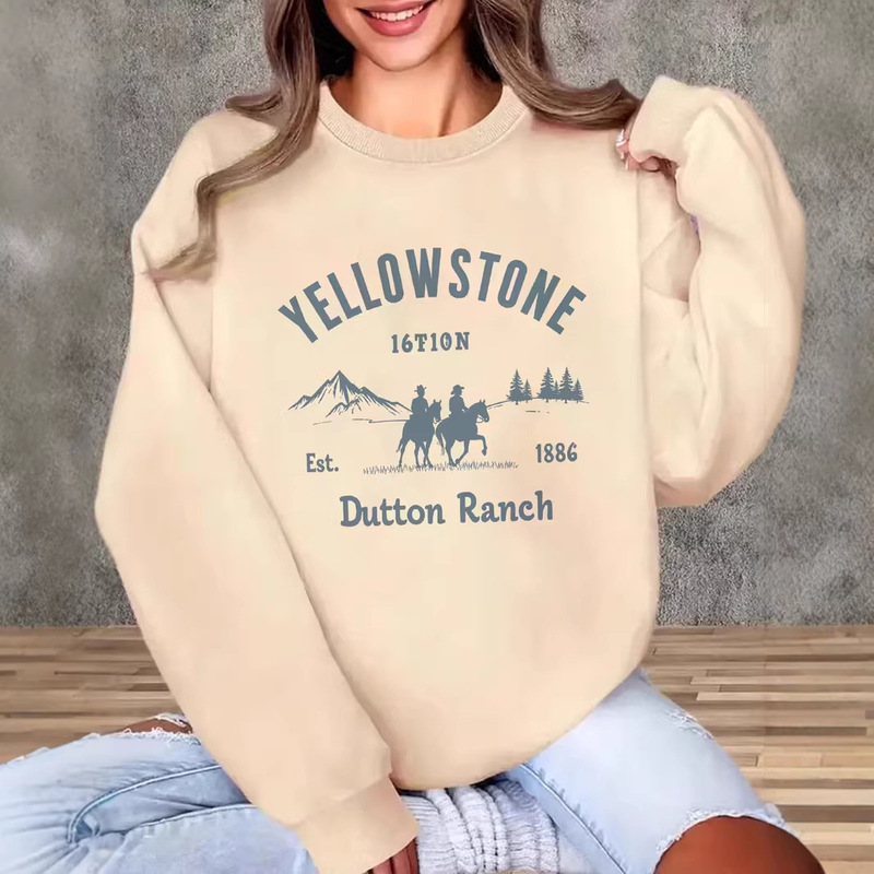 Yellowstone Yellowstone Park Sweatshirt Retro Pullover Cross-Border Exclusive Amazon Versatile Casual Sweatshirt Yellowstone Yellowstone Park Sweatshirt Retro Pullover Cross-Border Exclusive Amazon Versatile Casual Sweatshirt