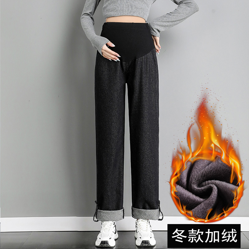 妊婦のジーパンの春と秋の冬のベルベットの夏の薄いゆったりとしたカジュアルな大きいサイズのストレートのカジュアルな9分の長いズボン