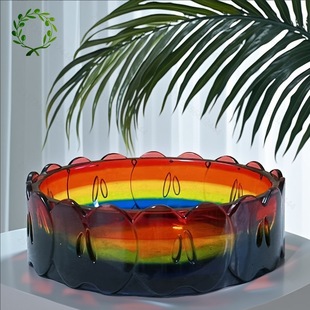 Olive Rainbow Resin Fruit Plate Household Candy Dish Office Snack Plate Home Storage Box Gift Idea