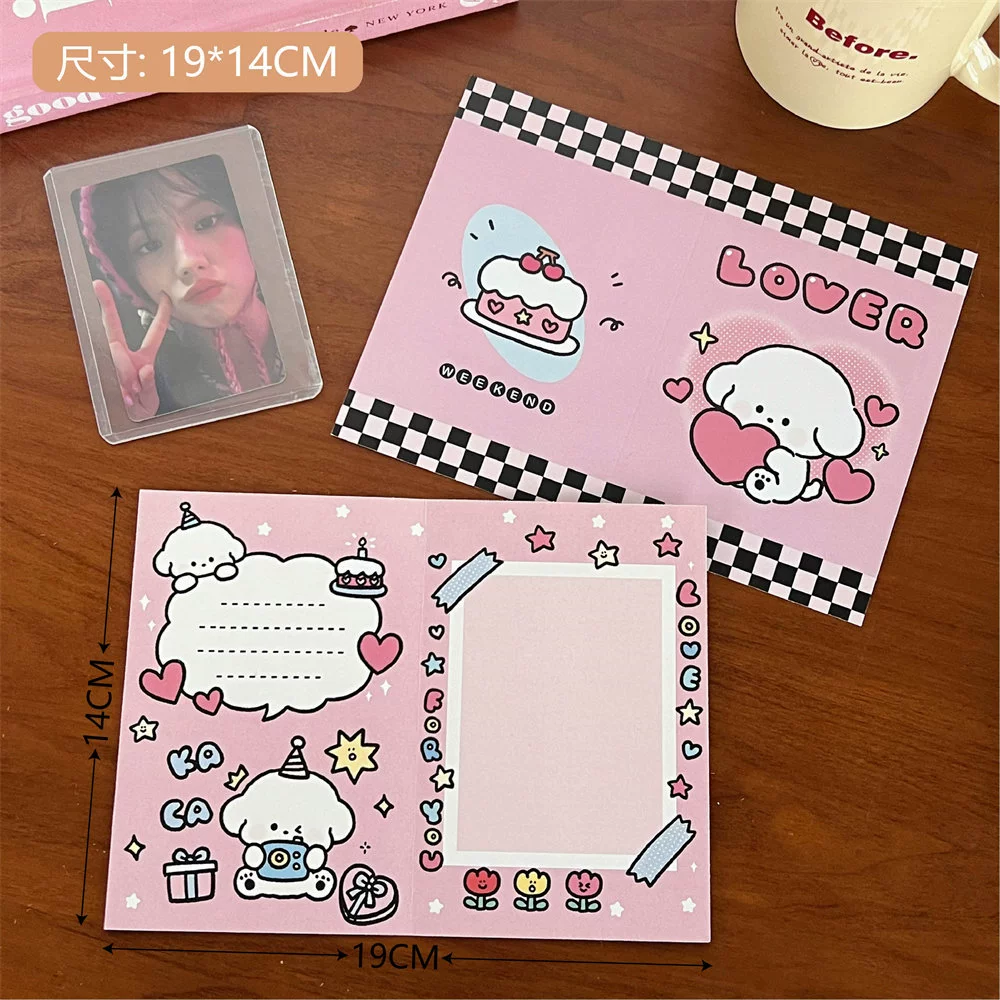 Folding greeting card set, cute designs, assorted postcards & small gift bag