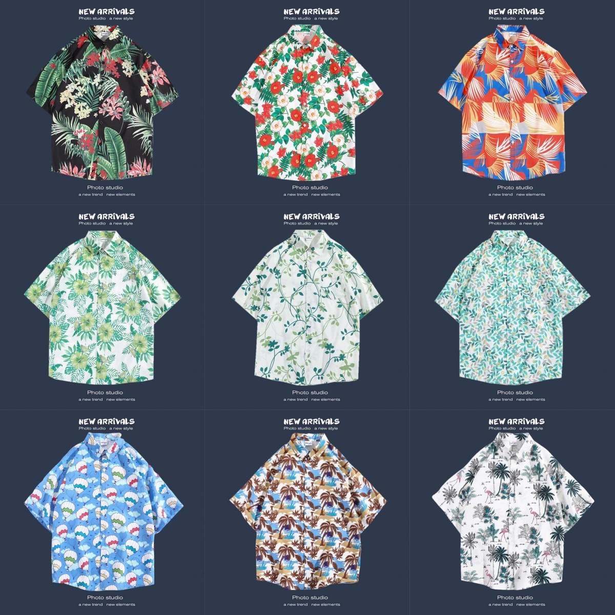 Новая корейская версия ins летняя гавань ретро-цветочная тонкая пара рубашка топ свободная рубашка с короткими рукавами для мужчин