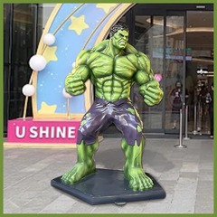 カスタマイズされたグラスファイバー彫刻ハルク映画館テーマホテル工芸品装飾品広場動物加工