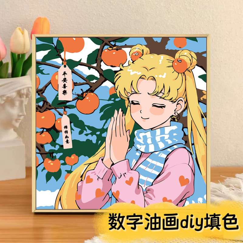 现货批发数字油画diy填色儿童简约手绘涂鸦新中式摆摊丙烯油画|undefined