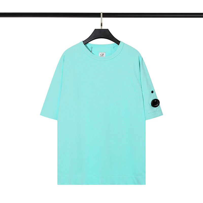 Nuevo CP verano americano estilo coreano casual suelta cuello redondo jersey doble hilo manga corta juventud hombres y mujeres moda marca media manga t