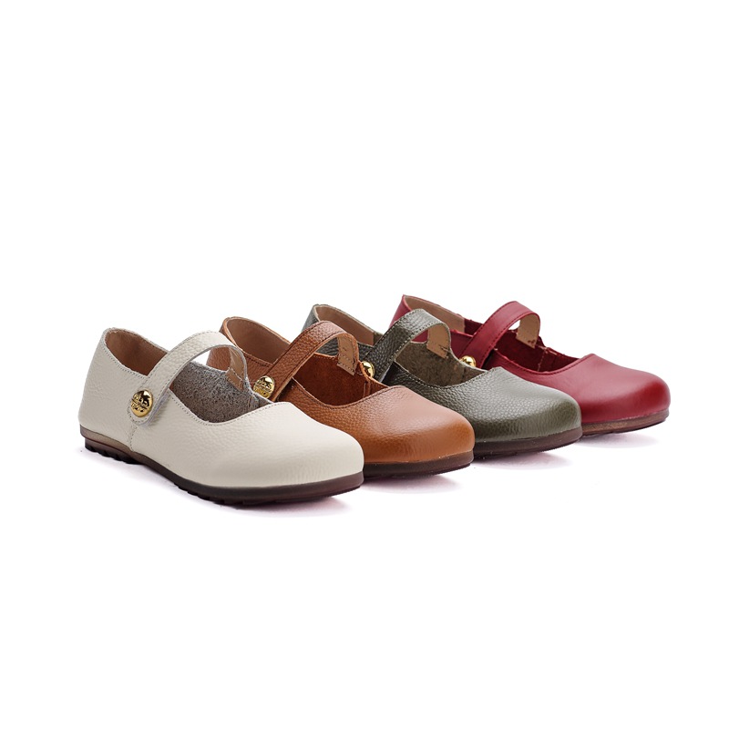 Women's Breathable Leather Ballet Flats Comfortable Mary Jane_voghion.com