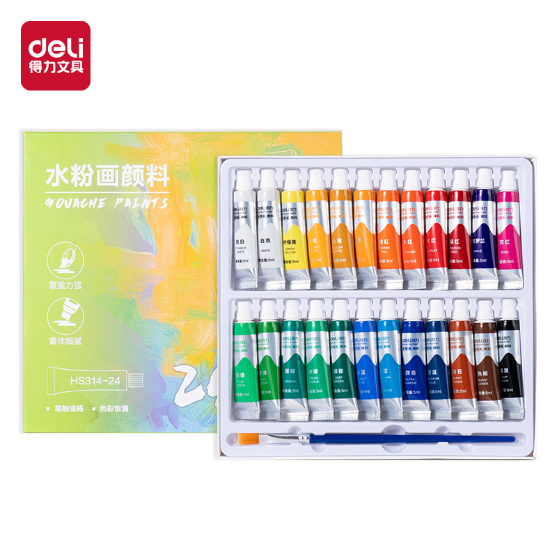 Deli Water Powder Paint Set for Students' Children's Art Painting Graffiti Paint Quick Drying 12/18/
