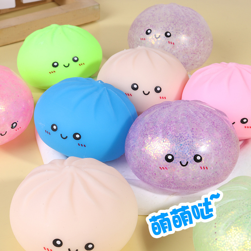 Tiktok Blind Box Cartoon Expression Big Bun Stress Relief Toy, Realistic Xiaolongbao and Youtiao Stress Relief Toy, Small Gift for Students