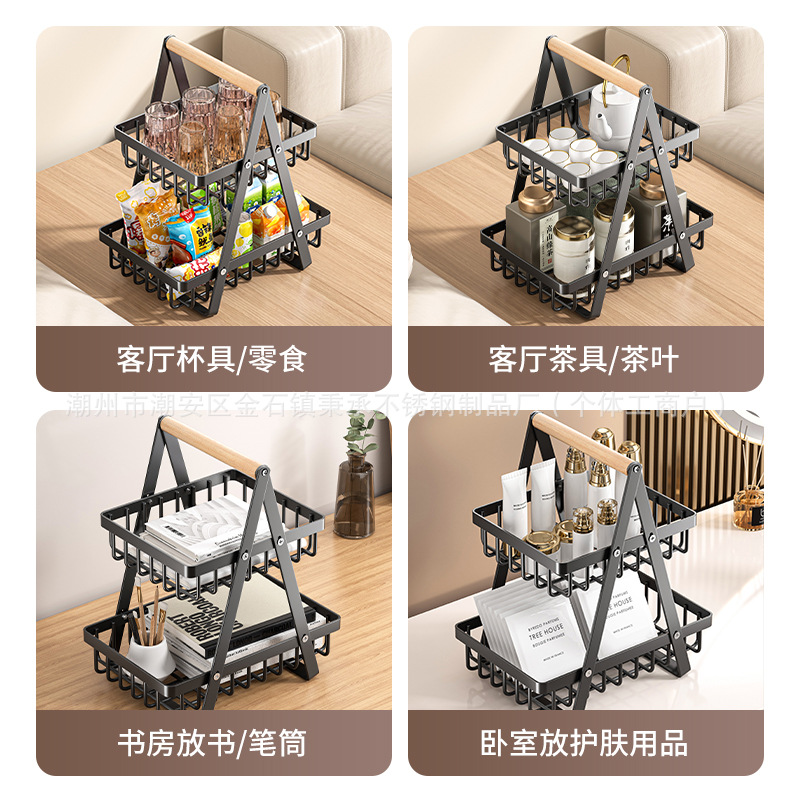 Estante multifuncional de frutas y verduras de cocina sala de estar canasta de frutas y bocadillos huecos de mesa gruesa canasta de almacenamiento portátil multicapa