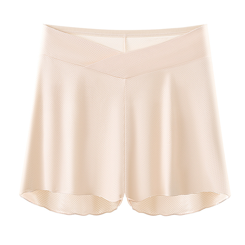 Pantalones de seguridad para mujeres embarazadas antideslumbrantes leggings de tres puntos de cintura baja de seda de hielo fino de verano pantalones de pijama sueltos pantalones cortos ropa de maternidad