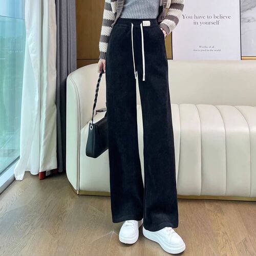 Chenille wide-leg pants, women's autumn and winter velvet pants, new style, today's popular thick straight pants