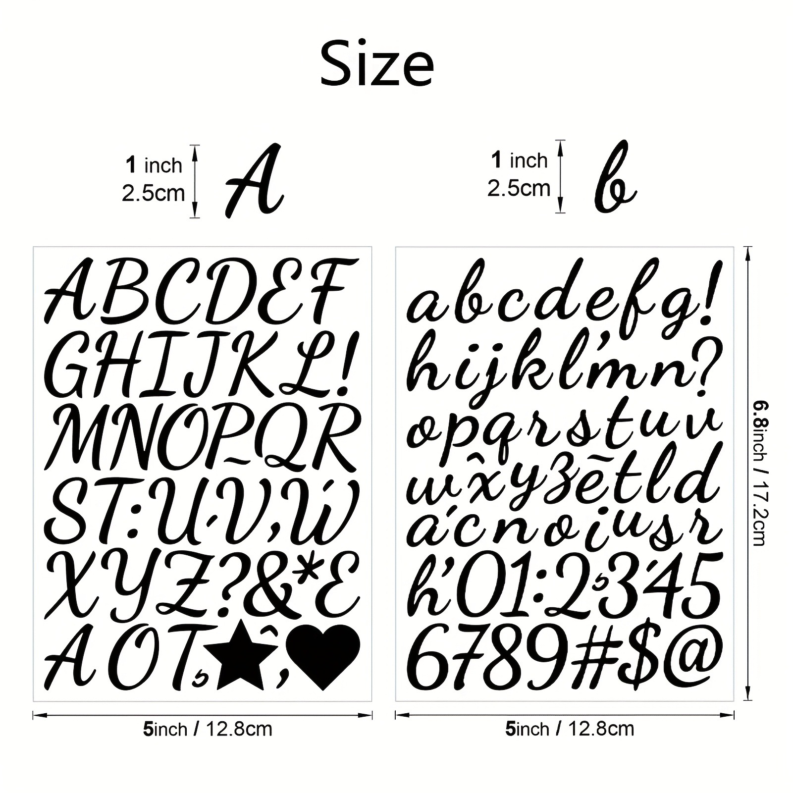 Pegatinas Autoadhesivas de Letras y Números Set de 2 de Papel Recubierto Bronceado para Manualidades