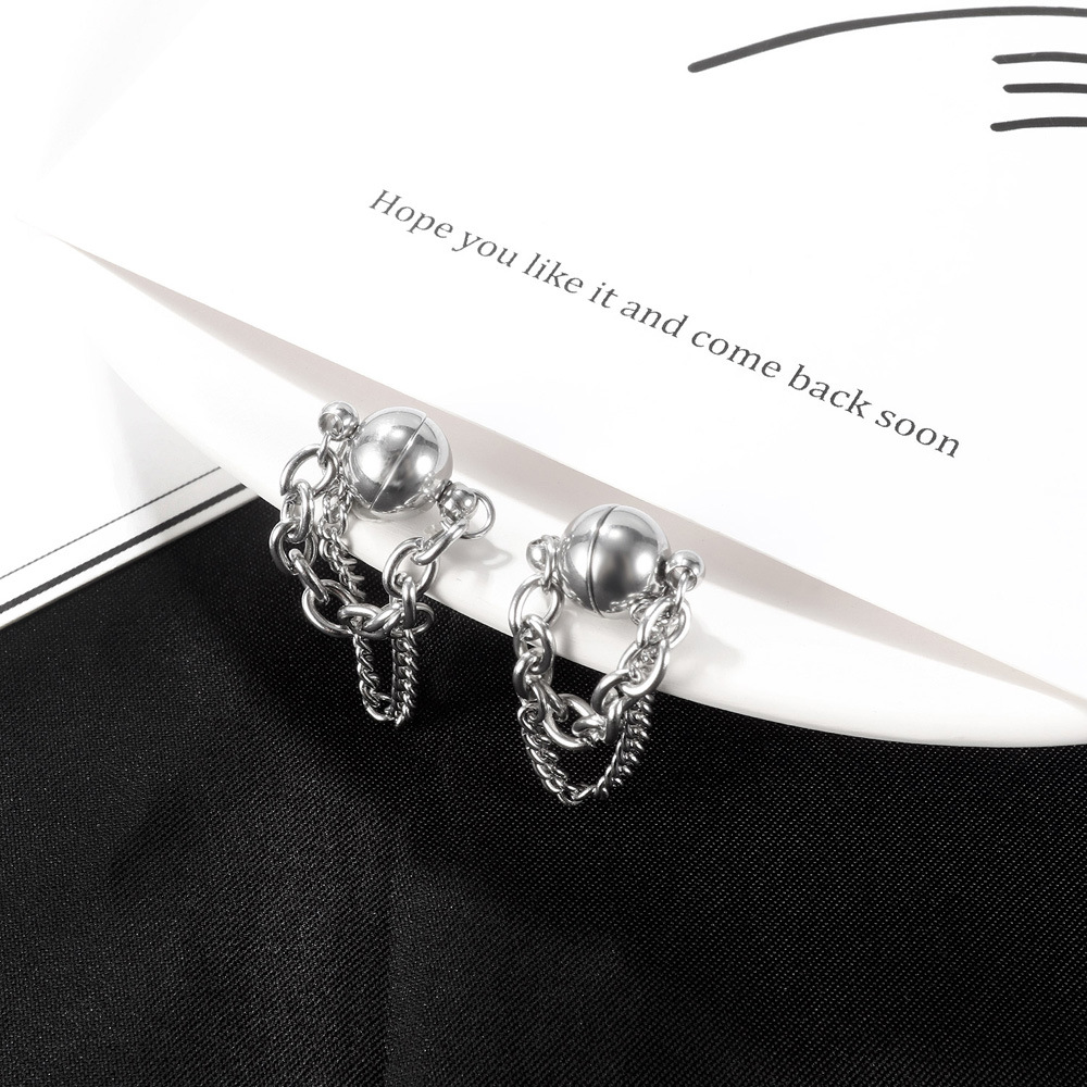 New Simple Geometric Double-layer Chain Stainless Steel Inlaid Zircon Earrings Wholesale Nihaojewelry display picture 6