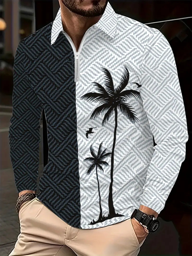 Otoño e invierno todo-fósforo estilo de Hong Kong guapo suéter de manga larga estilo minimal neutral temperamento fresco cremallera camisa POLO MB14