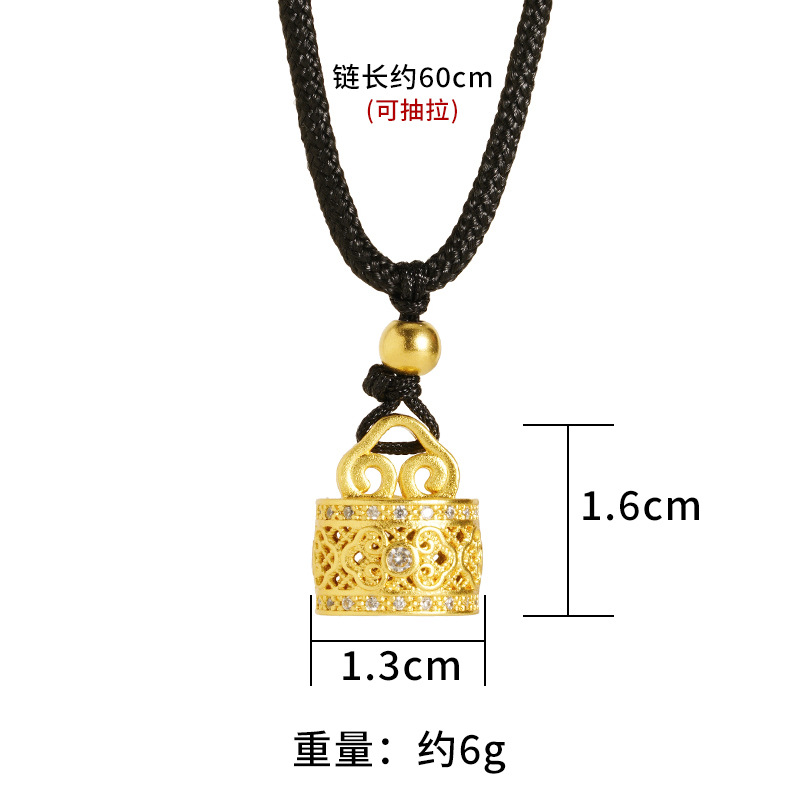 De larga duración no se desvanece Vietnam Arena de oro incrustado en diamantes Fu Rui collar de cadena de cuerda de sello de imitación de aleación de cobre ajustable Fuente de la joyería femenina