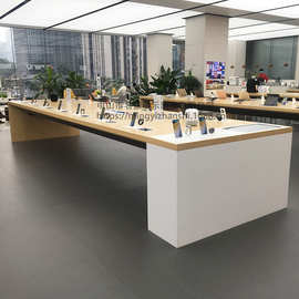 定制华为3.6Plus木纹烤漆电脑试机台中岛展示桌荣耀台展示台
