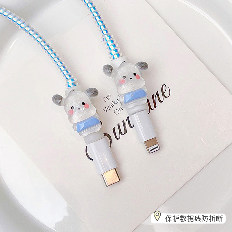 Capa protectora de cable de datos universal para teléfono móvil cable de carga cable de enrollamiento de cuerda protectora de perro de pacha enrollador de cuerda