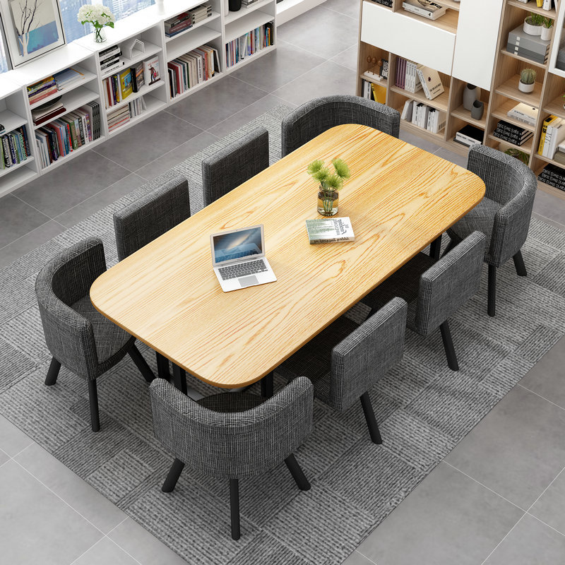 200*100 color madera mesa de tela gris oscuro una mesa ocho sillas