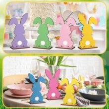 跨境热销复活节分层托盘装饰木制兔子彩蛋侏儒卡车木质桌面摆件