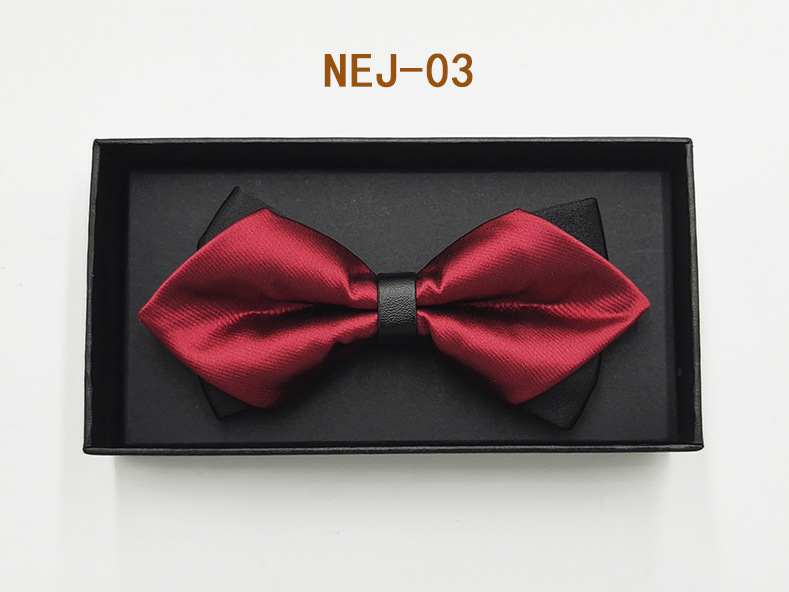 Pajarita negra de color sólido para hombre Boda británica Boda novio padrino traje camisa arco caja de regalo embalaje