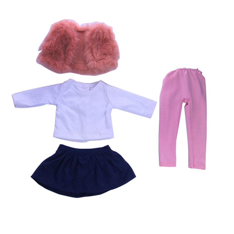 Nueva 18 pulgadas American Girl muñeca accesorios ropa de felpa chaleco traje de cuatro piezas 43cm muñeca ropa de felpa