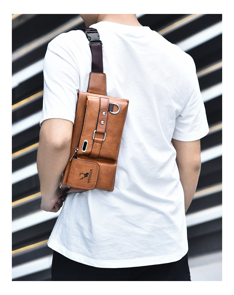 2023 New Hot Selling Men's Shoulder Bag Crossbody Bag Tactical Chest Bag Mobile Waist and Crotch Bag Multi Functional Chest Bag Retro PU Waist Bag_voghion.com