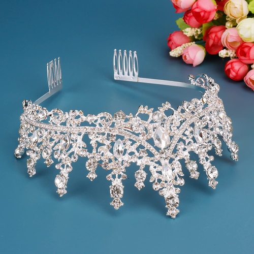 Vintage Round Bridal Crown Headpiece for Amazon New Pearl and Diamond Cake Crown Wedding Dress