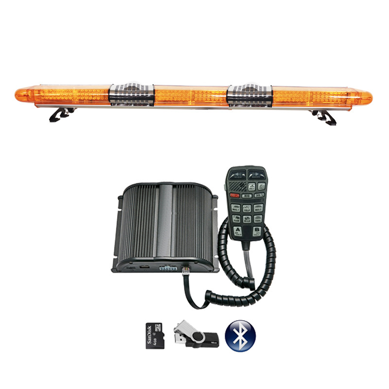 LED Roof Warning Light Long Row Strobe Light 1.8m Flashing Light + Dual Horns + Bluetooth MP3 Siren 286R9
